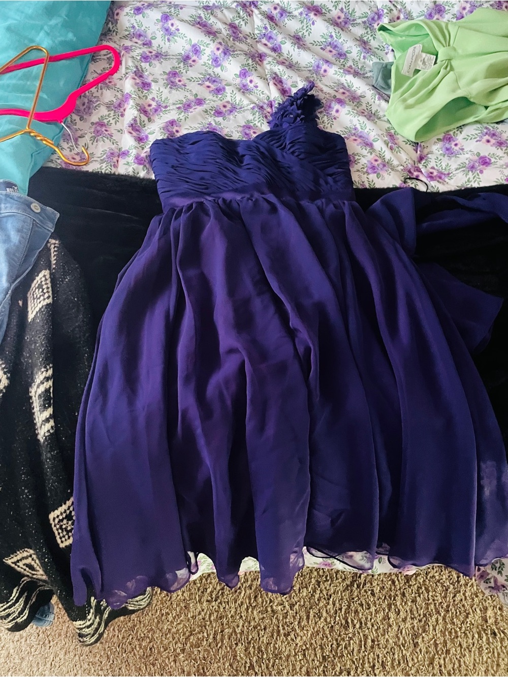 Purple One-Shoulder Party Dress